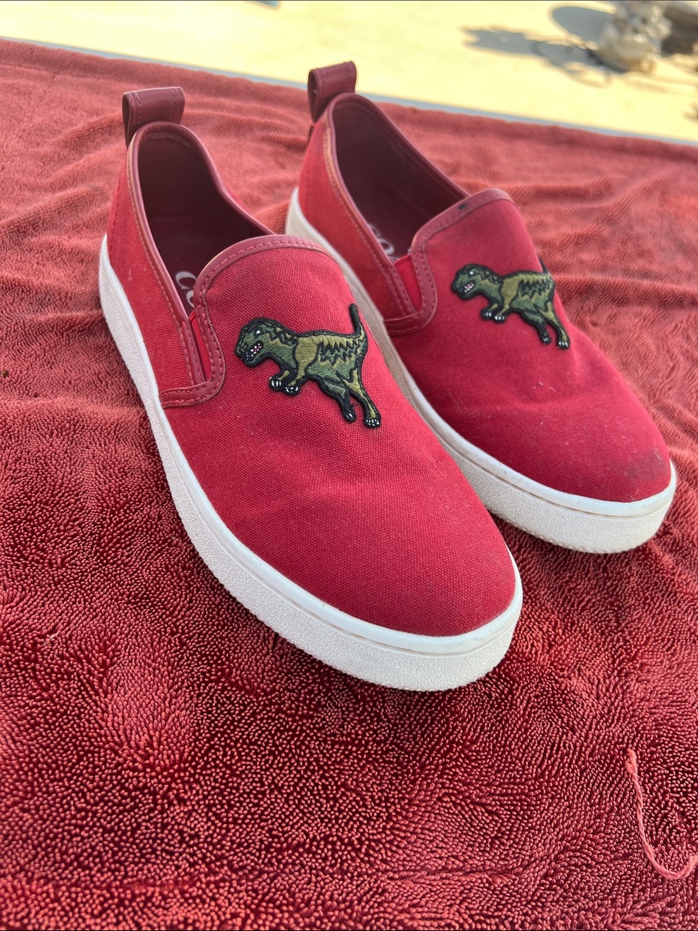 Coach Rexy Limited Edition Red Canvas Slip On Shoes Size 8.5 Men’s